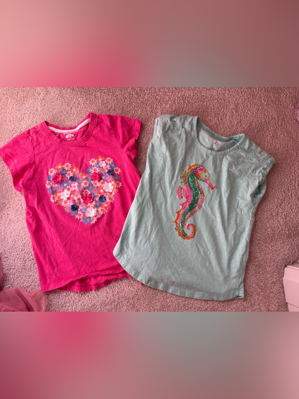 Hatley Girls 2-Pack Floral & Sequin Graphic Tees (size 8)